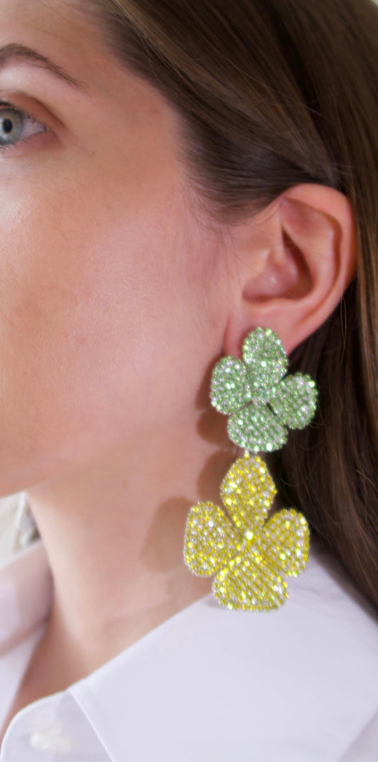 PRE ORDER- LIV ROSIE FLOWER EARRING YELLOW VERDE TWO MOTIFS