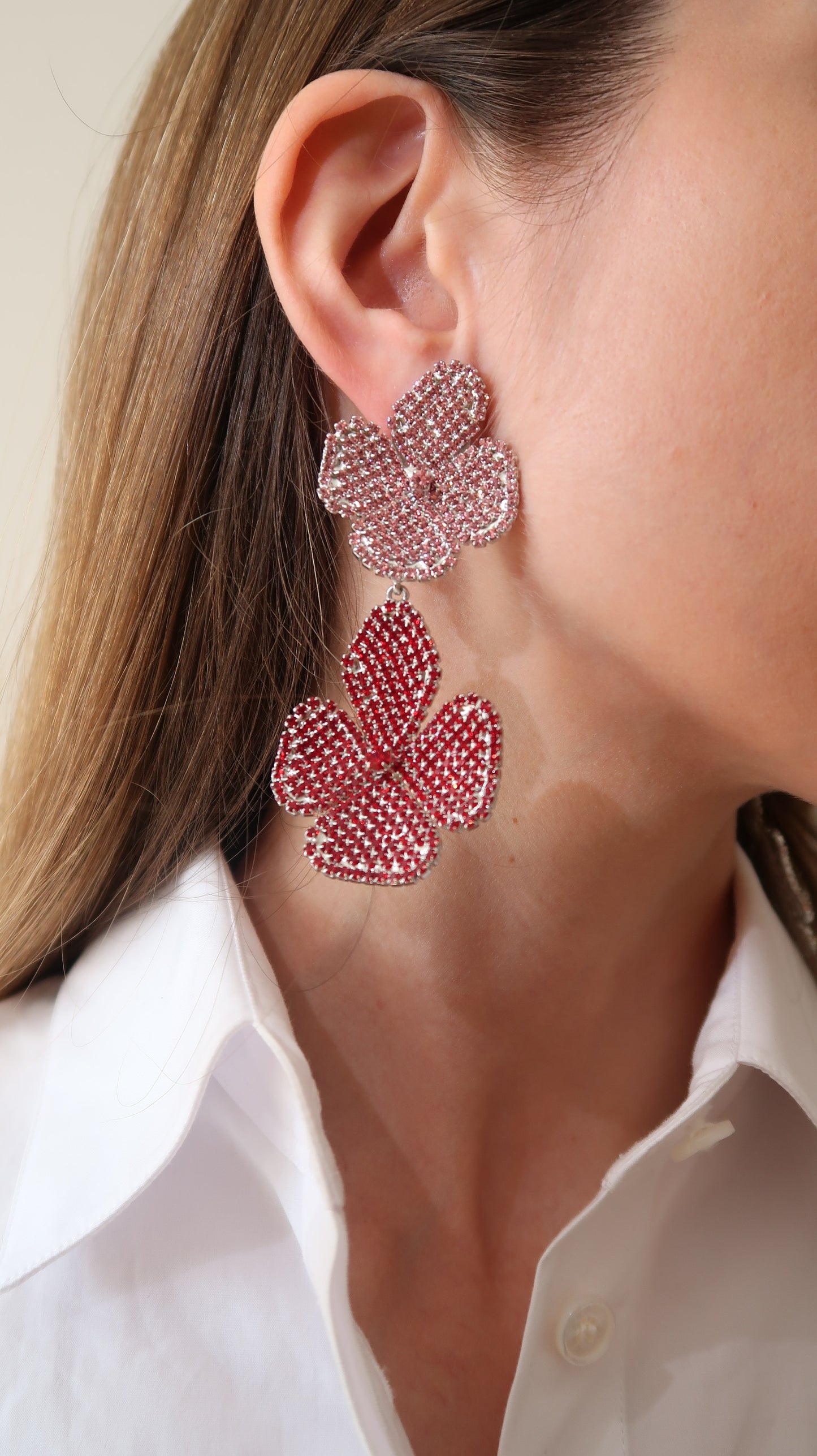 LIV ROSIE FLOWER EARRING BORDEAUX PINK TWO MOTIFS - PRE ORDER