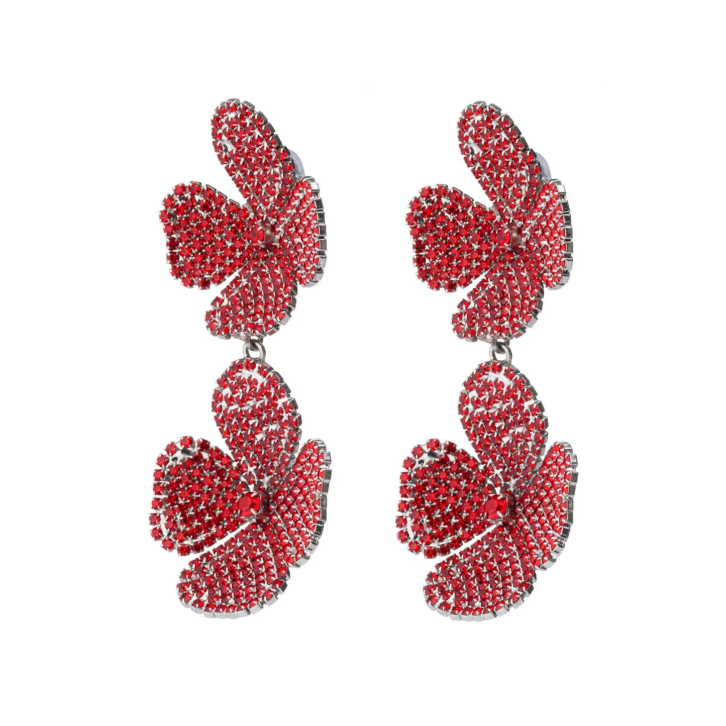PRE ORDER - LIV ROSIE FLOWER EARRING RED SIAM TWO MOTIFS