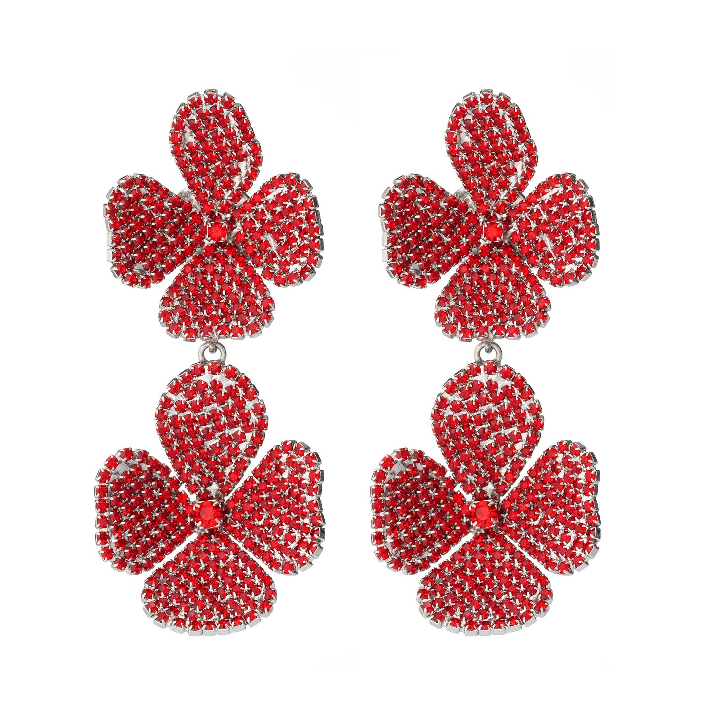 PRE ORDER - LIV ROSIE FLOWER EARRING RED SIAM TWO MOTIFS