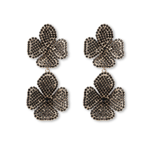 PRE ORDER - LIV ROSIE FLOWER EARRING JET TWO MOTIFS