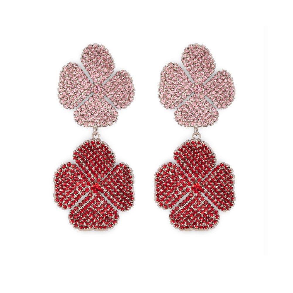LIV ROSIE FLOWER EARRING BORDEAUX PINK TWO MOTIFS - PRE ORDER