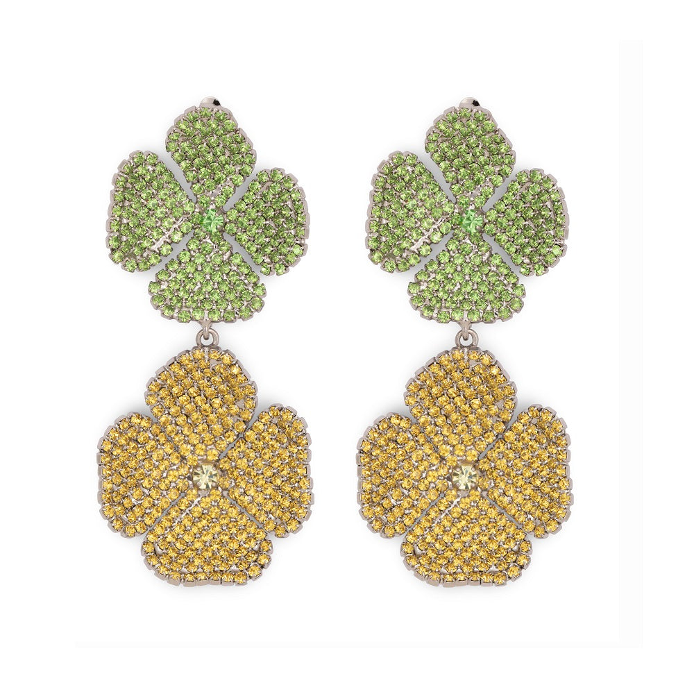PRE ORDER- LIV ROSIE FLOWER EARRING YELLOW VERDE TWO MOTIFS