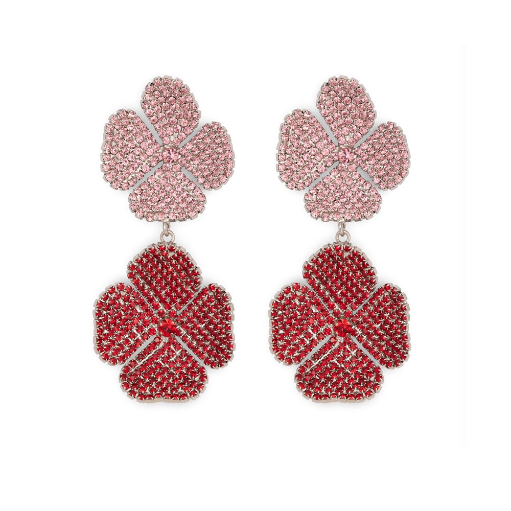 PRE ORDER - LIV ROSIE FLOWER EARRING BORDEAUX PINK TWO MOTIFS