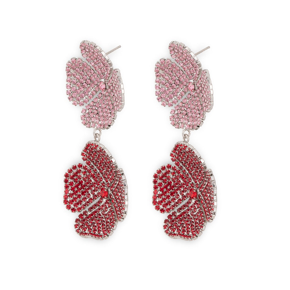 PRE ORDER - LIV ROSIE FLOWER EARRING BORDEAUX PINK TWO MOTIFS